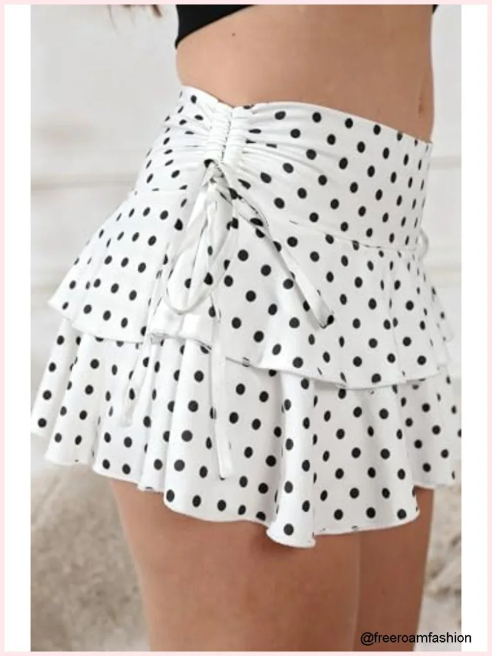 Y2K Mini Ruffle Skort with Shorts Tiered A-Line Drawstring